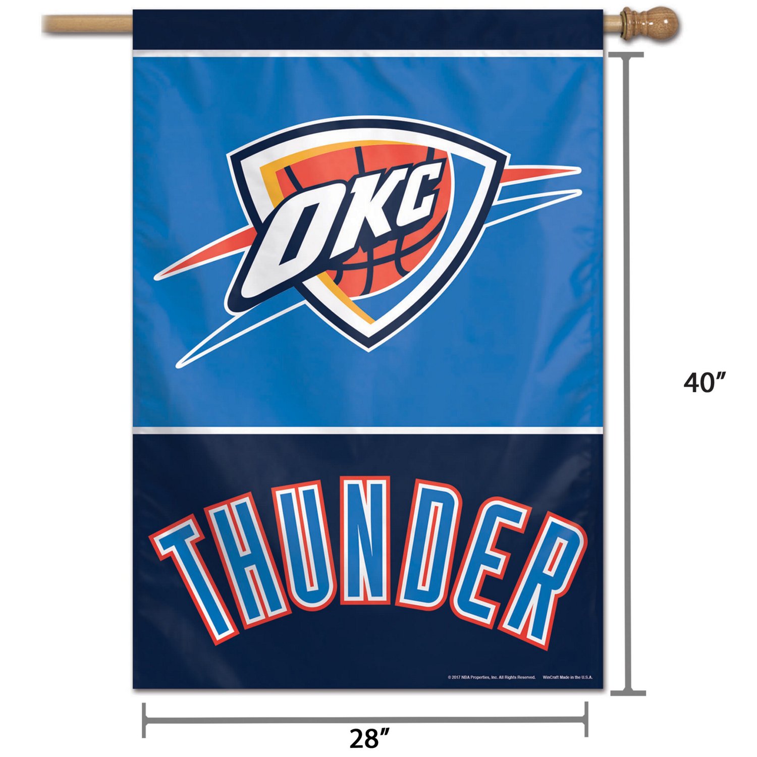WinCraft Oklahoma City Thunder 28" x 40" Single-Sided Vertical Banner - view number 2